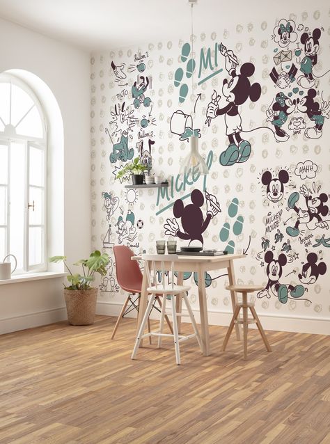 Disney House Ideas, Mickey Mouse Bedroom, Disney Room Decor, Disney Rooms, Modern Kids Room, Nursery Room Design, Disney Home, Paper Wallpaper