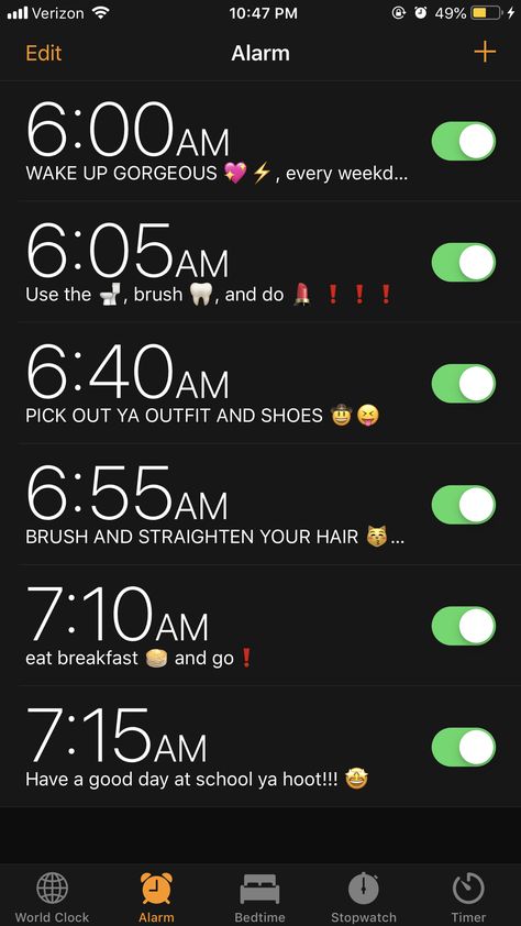 Alarm Clock Name Ideas, Morning Routine For Teens, Skin Care Morning Routine, Skin Care Morning, Good Apps For Iphone, Halloween Dessert Table, School Emergency Kit, Middle School Survival, School Routine For Teens