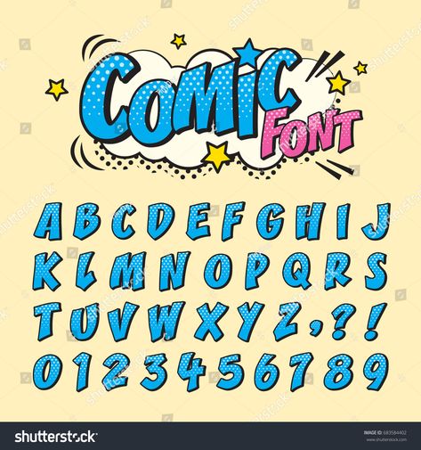 Comic retro font set. Alphabet letters Letras Comic, Pop Art Font, Comic Book Font, Letters Cursive, Letras Cool, Fonts Vintage, Font Love, Alfabet Font, Hipster Fonts