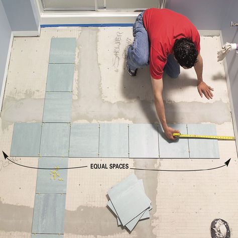 How to Install Ceramic Tile Floor in the Bathroom Laying Tile, Installing Tile Floor, How To Lay Tile, Tile Steps, Elegant Tiles, Diy Tile, Ceramic Floor Tiles, Tile Projects, Vinyl Floor