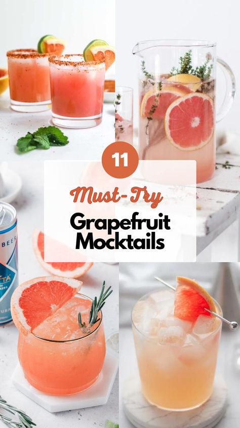 Grapefruit Mocktails Grapefruit Cocktail Non Alcoholic, Grapefruit Thyme Mocktail, Grapefruit Drinks Nonalcoholic, Mocktails Grapefruit, Italian Mocktail Recipe, Grapefruit Mocktail Recipe, Mocktail Grapefruit, Fresca Mocktail, Grapefruit Mocktail