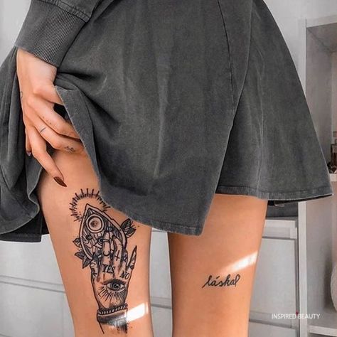 Colored Tattoo, Thigh Tattoo Designs, Tattoo Animal, Skeleton Hand Tattoo, Tattoo Minimalist, Leg Tattoos Women, Leg Tattoo Men, Thigh Tattoos, Tattoos Women