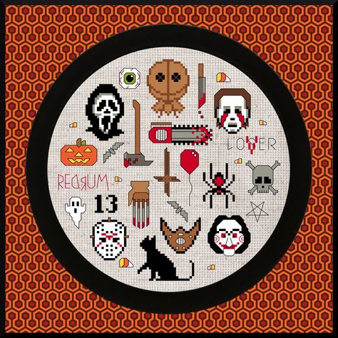 Horror Movie Scary Halloween Spooky Collage Cross Stitch | Etsy Spooky Collage, Horror Embroidery, Scary Halloween Crafts, Movie Scary, Horror Movies Scariest, Stitch Stuff, Floral Cross Stitch Pattern, Halloween Cross Stitch Patterns, Unicorn Crafts