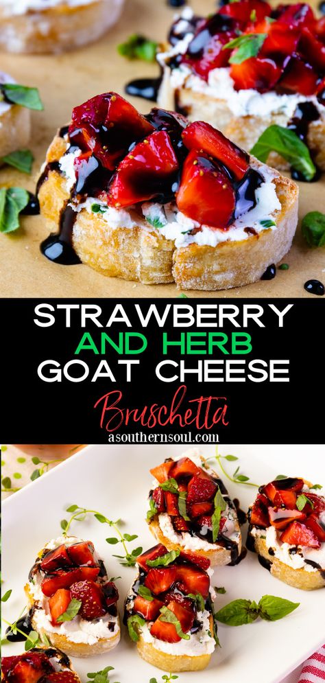 Strawberry Goat Cheese Bruschetta, Crustini Appetizers Spring, Bruchetta Appetizers, Strawberry Bruschetta, Goat Cheese Bruschetta, Balsamic Bruschetta, Cheese Bruschetta, Toasted Crostini, Coconut Dessert