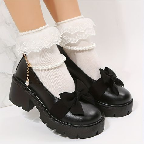 Faster shipping. Better service Mary Jane Platform Shoes, Zapatos Mary Jane, Mode Kawaii, Platform Wedges Shoes, Dr Shoes, Cute Shoes Heels, Kawaii Shoes, Womens Mary Janes, Cute Heels