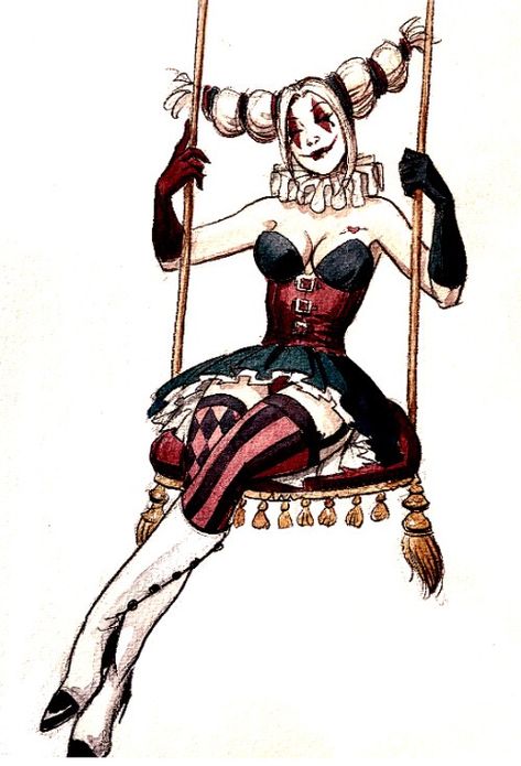 Jester Outfit, Jester Costume, Circus Outfits, Pierrot Clown, Clown Clothes, Harley Quinn Drawing, Dark Circus, Female Clown, Harley Quinn Artwork