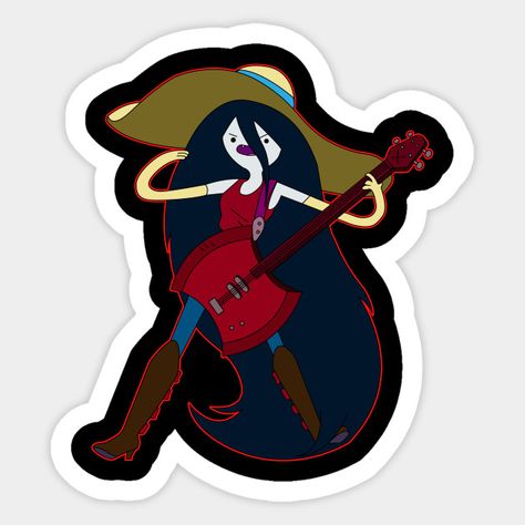 Marceline Singing - Marceline - Sticker | TeePublic Marceline Vampire Queen, Adventure Time Merchandise, Rick And Morty Stickers, Weird Stickers, Marceline The Vampire Queen, Vampire Queen, Tumblr Stickers, Music Stickers, Floral Border Design