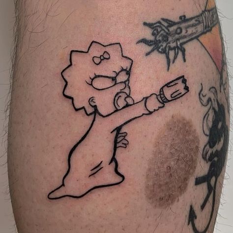 Maggie Tattoo Simpsons, Marg Simpson Tattoo, The Simpson Tattoo, Maggie Simpson Tattoo, Simpsons Flash Tattoo, Maggie Tattoo, Old School Drawings, The Simpsons Tattoo, Simpson Tattoo