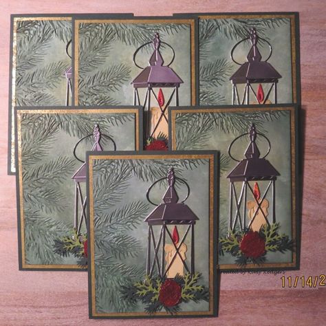 Tim Holtz Lantern Cards, Light The Year Stampin Up Cards, Sizzix Christmas Cards, Handmade Cards Christmas, Lantern Cards, Advent Boxes, Christmas Papercrafts, Anna Griffin Christmas Cards, Christmas Cards 2018