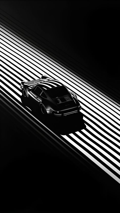 Black Wallpaper With White Lines, Black And White Car Photography, Black And White Car Aesthetic, Cars Black And White Aesthetic, Black And White Car Wallpaper, Porsche Wallpaper, Home Screen Wallpaper Hd, Matte Black Cars, Car Advertising Design