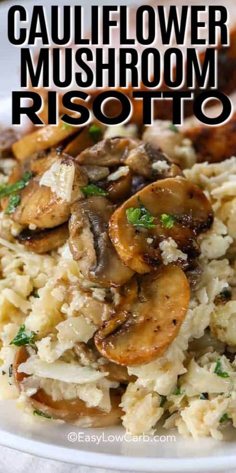 Risotto Mushroom, Cauliflower Risotto Recipes, Cauliflower Rice Risotto, Sugar Challenge, Christmas Side Dish Recipes, Cycling Diet, Low Carb Side, Cauliflower Mushroom, Carb Sides