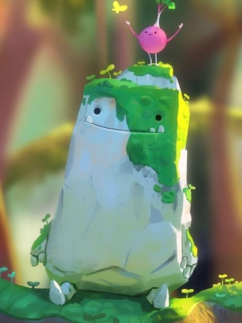 Game Design Inspiration Concept Art, Cute Fantasy Creatures Art, Cute Concept Art, Golem Concept Art, Golem Art, Goro Fujita, 2d Game Art, 강아지 그림, Cute Drawing