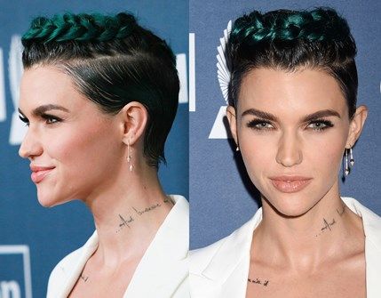 Ruby Rose Celebrity Short Hairstyles, Green Hair Extensions, Pixie Braids, Celebrity Short Hair, Braided Hairdo, Hair Tint, Work Hairstyles, Penteado Cabelo Curto, Hair Crush