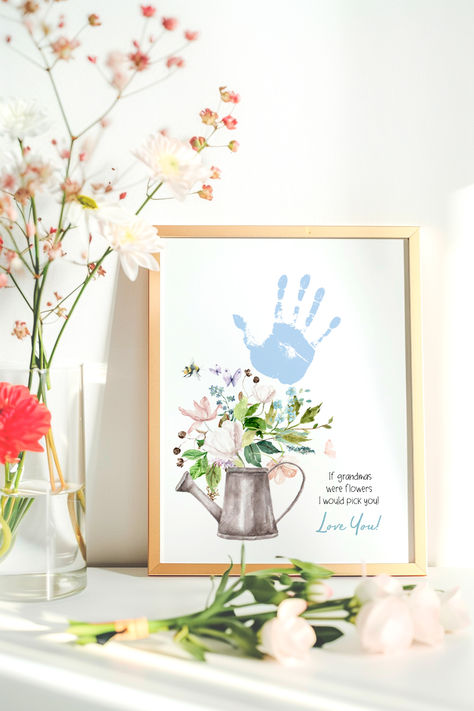 Mother's Day Flowers Handprint craft for Grandma Craft For Grandma, Mother's Day Flowers, Handprint Gifts, Gift For Grandparents, Handprint Craft, Mothers Day Crafts For Kids, Mothers Day Flowers, Handprint Art, Art Template