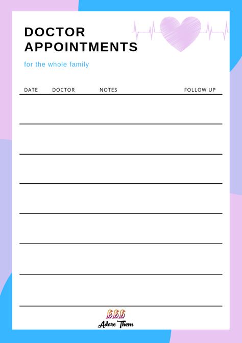 Keep Track of Doctor Appointments (free printable) - #family #parenting #kids #children #parent #parentingtips #parentingadvice #mom #momtips #stayinghealthy #health #mindfuleating #healthyfamily Medical Binder, Pregnancy Planner, Appointment Calendar, Appointment Planner, Special Needs Mom, Bullet Journal Banner, Life Binder, Doctors Note, Schedule Templates