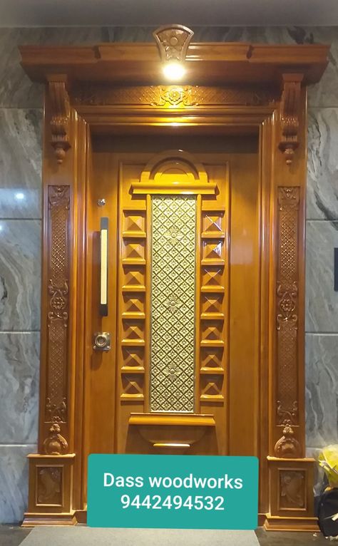 Dubble Door Design, Pooja Door, Buddha Wall Decor, Pooja Door Design, Arched Wall Decor, Carving Furniture, Main Doors, Cnc Designs, House Main Door