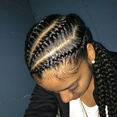 Inside braids Crowrows Braids, Inside Cornrows, Inside Braids, Hair Cornrows, Box Braid Hairstyles, 3b Hair, 2019 Hairstyles, Box Braid, Braids With Curls