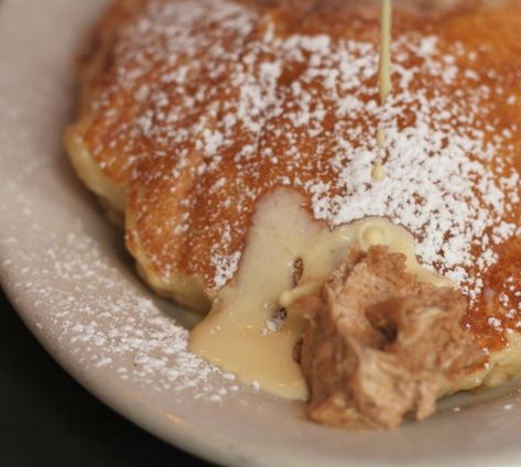 Bread Pudding Pancake Recipe Southport Grocery and Cafe Pudding Pancakes, Vanilla Custard Sauce, Cinnamon Sugar Butter, White Chocolate Bread Pudding, Cilantro Lime Rice Recipe, Brunch Bake, Custard Sauce, Leftover Bread, Bread Pudding Recipe