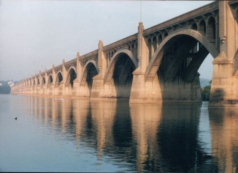 Columbia-Wrightsville Bridge over the Susquehanna River on an early summer morning. Early Summer Morning, Susquehanna River, Walkways Paths, York Pennsylvania, Bridge Art, Summer Morning, Walkway, Landscape Architecture, Places Ive Been