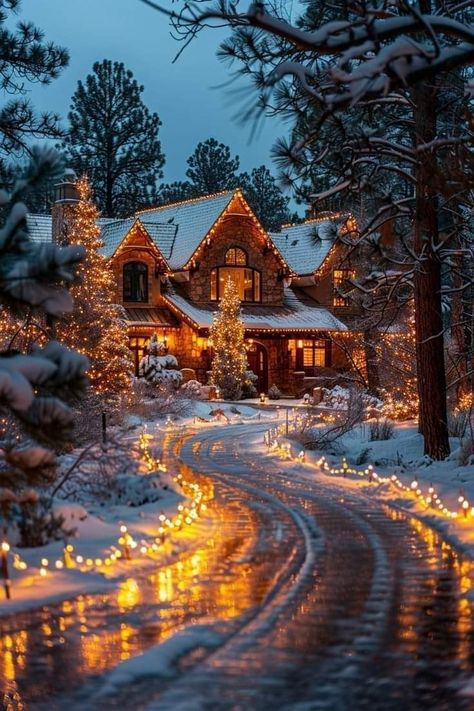 Cozy Christmas House Exterior, Christmas House Exterior, Home Decor And Organization, Winter House Exterior, Cozy Winter Cabin, Cabin Aesthetic, Christmas Dreaming, Wallpaper Love, Dream Life House