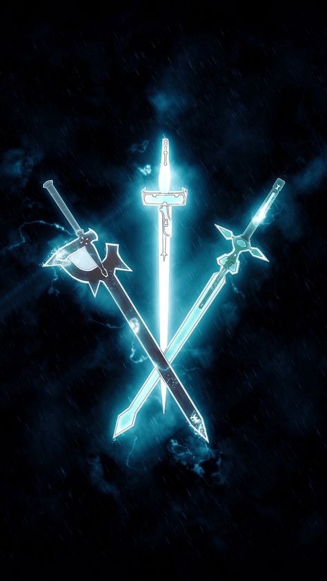 free wallpapers 4K sword art online, game, logo, swords, glow, art for mobile and desktop Sao Anime, Dark Mountains, Glow Art, Dark Black Wallpaper, Kirito Asuna, Glowing Art, Combat Art, Anime Posters, Man Wallpaper