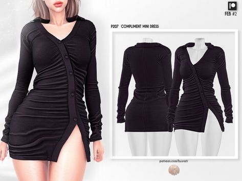 COMPLIMENT MINI DRESS P207 (FEB #2) (Early Access) | busra-tr Sims 4 Cc Busra-tr, Sims 4 Black Dress Cc, Sims 4 Mini Dress, Mod Hair, All Black Dresses, Sims 4 Dresses, Sims 4 Game, Sims 4 Cc Finds, Hair Clothes