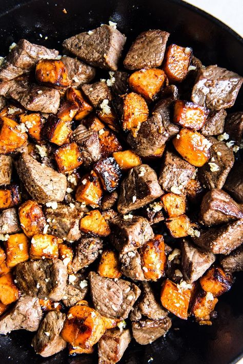 Dinner Ideas Asian, Steak Bites With Sweet Potatoes, Curry Aioli, Steak Bites And Potatoes, Asian Steak, Asian Steak Bites, Quick Dinner Ideas, Mushroom Pork Chops, Sweet Potatoe Bites