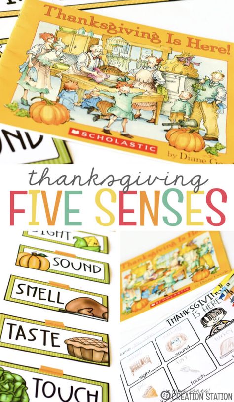 Using your five senses to talk about Thanksgiving is fun for preschool, pre-k and kindergarten students. There are many different smells, sights, and sounds for children to experience during Thanksgiving. Use the book "Thanksgiving is Here" to introduce the five senses to your kids either in a classroom or homeschool. You can grab the free printable to go along with the story! Then help your kids see Thanksgiving through their five senses. #Thanksgiving #homeschool #preschool #kindergarten #kids Thanksgiving Activities For Kindergarten, Thanksgiving Activities Preschool, Thanksgiving Lessons, Thanksgiving Kindergarten, Thanksgiving Stories, Thanksgiving Books, Thanksgiving Classroom, Senses Activities, The Five Senses