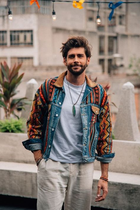 Mexican Clothes For Men, Funk Outfit Men, Funky Men Outfits, Funky Style Outfits Men, Mens Funky Fashion, Boho Mens Outfits, Men’s Hippie Fashion, Eclectic Mens Fashion, Mexican Fashion Men