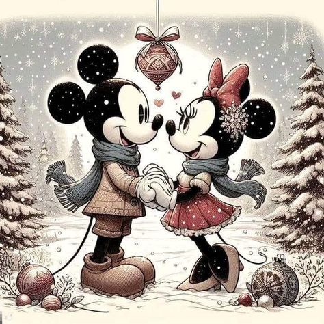 Disney Merry Christmas, Mickey And Minnie Kissing, Mickey And Minnie Love, Scrapbook Disney, Mickey Mouse Images, Minnie Mouse Images, Minnie Mouse Pictures, Mickey Mouse Pictures, Minnie Christmas