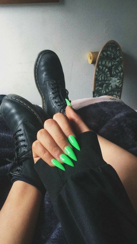 Matte Neon Green Nails, Neon Long Acrylic Nails, Neon Green And Black Nails Acrylic, Fluro Green Nails, Bright Green Nails Acrylic, Bright Green Acrylic Nails, Neon Green Nails Coffin, Fluro Nails, Neon Green Nails Acrylic