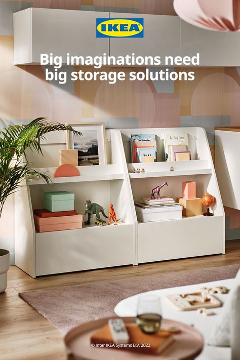 Ikea Kids Room Storage, Kids Room Storage, Ikea Kids Room, Ikea Kids, Shelving Solutions, Organized Home, Playroom Organization, Ikea Home, Playroom Furniture