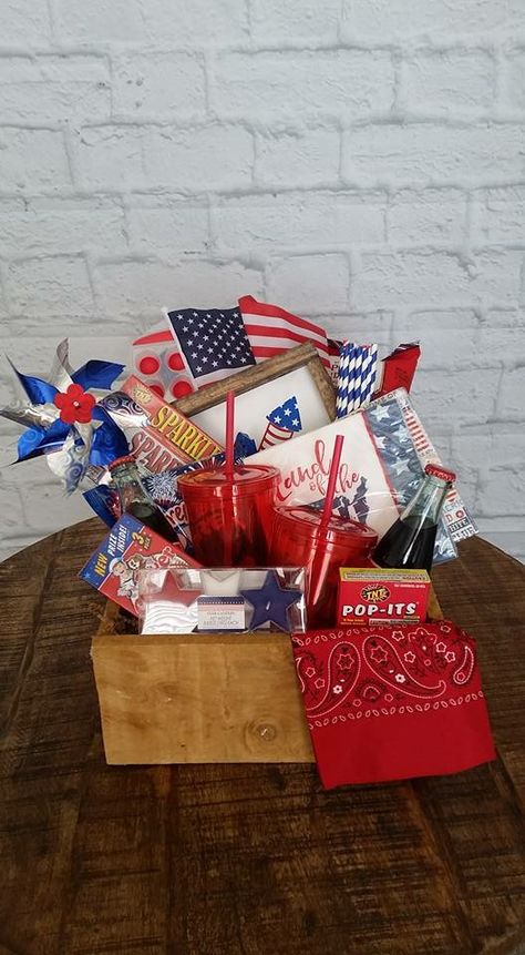 Nise and Nat Custom Gifts @niseandnat 4th of July basket 4th Of July Basket, 4th Of July Gift Basket Ideas, Gifts Box, Custom Gifts, Basket Ideas, Gift Basket, Gift Boxes, Fourth Of July, Gift Baskets