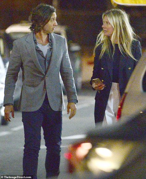 Uh oh: The two seemed to be having a tense conversation as they walked up to the Asian-Ame... Brad Falchuk, Dinner Date, Gwyneth Paltrow, Monday Night, Double Breasted Coat, Double Breasted, The Way, Two By Two, Angeles