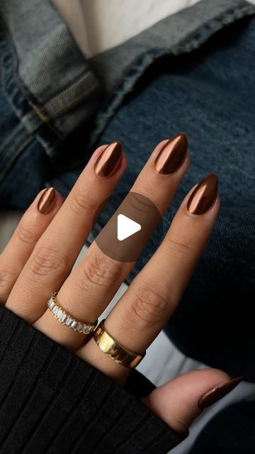 Samantha 🌹 | loving all the fall chrome combos 🤎☕️🍫  Products used: @dndgel Spiced Brown @opi Great Copper-tunity @gelishprofessional No Wipe top coat... | Instagram Burnt Orange Chrome Nails, Copper Chrome Nails, Chrome Nails Brown, Nude Chrome Nail, Fall Chrome Nail Colors, Chrome Fall Nails, Chrome Nails Fall, Chrome Brown Nails, Brown Chrome Nails