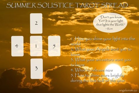 Summer Solstice Message + NEW Tarot Spread! ⋆ Angelorum - Tarot and Healing Summer Equinox Tarot Spread, Summer Solstice Tarot Spread, Litha Tarot Spread, Celebrating Litha, Solstice Blessings, Solstice Ritual, Summer Equinox, Summer Solstice Ritual, Wiccan Books