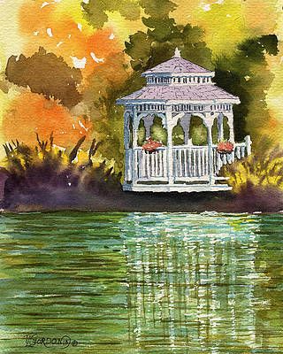 by Timithy L Gordon [Image in my board "Jardins * Gardens"] Gazebo Art, Lake Gazebo, My Board, Gazebo, Lake, Drawings, Art