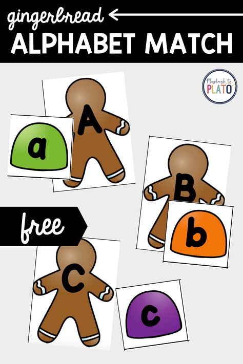 This Gingerbread ABC Game is a simple way to incorporate some seasonal fun into mastering letters and sounds, ABC order and even CVC words!

#holiday #christmas #gingerbread #preschool #prek #ABC #alphabet #matching #iteachprek #iteachpreschool Christmas Language And Literacy Activities Preschool, Christmas Math And Science Activities Preschool, Gingerbread Cvc Free, Gingerbread Alphabet Activities, Christmas Letter Matching, Gingerbread Centers Preschool, Christmas Cvc Activities, Christmas Letter Activities Preschool, Christmas Literacy Activities Preschool