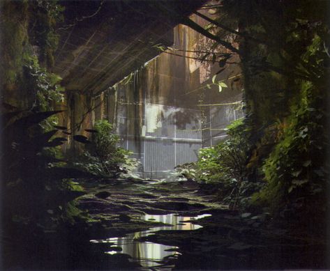 Portal 2 Concept Art, Overgrown City Concept Art, Portal Art Game, Half Life 2 Concept Art, Stray Concept Art, Portal 2 Aesthetic, Half Life Concept Art, Facility Concept Art, Dystopian Concept Art