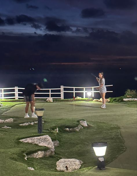 Mini Golf Date Aesthetic, Golf Date Aesthetic, Mini Golf Date, Golf Date, Date Aesthetic, Summer List, Night With Friends, Late At Night, Aesthetic Tiktok