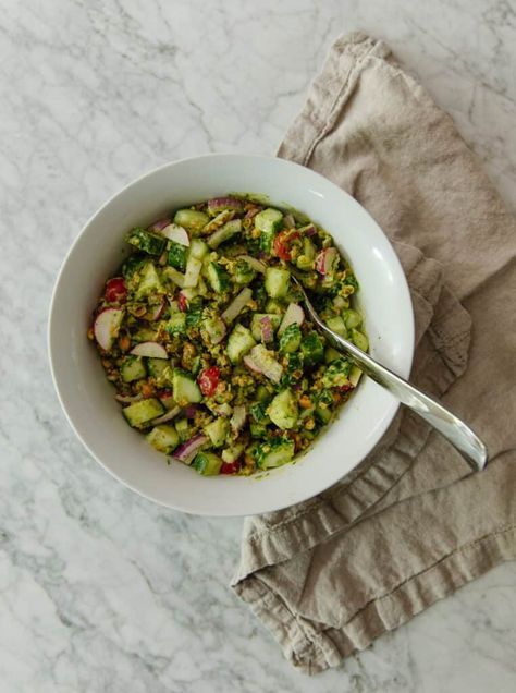 If you’re in need of a side dish that comes together in about 10 minutes, this cucumber crunch salad is your dish. The flavor is on point and it always gets rave reviews. Plus it can be made and served in the same bowl, making clean-up a breeze. Serving Bowl | Serving Spoon Set This […] Cucumber Crunch Salad, Iceberg Wedge Salad, Salad Lovers, Cooked Cucumber, Veggie Salads, Simple Salads, Crunch Salad, Beans Beans, Green Salads