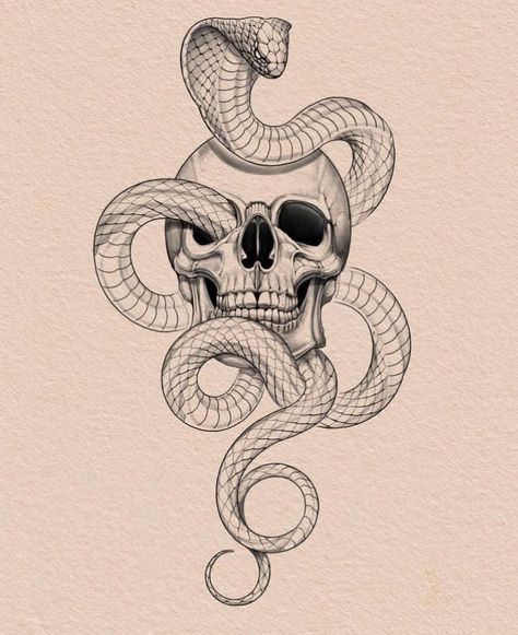 Black And White Flower Tattoo, Hellboy Tattoo, Skull And Snake, Snake Illustration, Serpent Tattoo, Pretty Snakes, Snake Drawing, Back Piece Tattoo, Special Tattoos