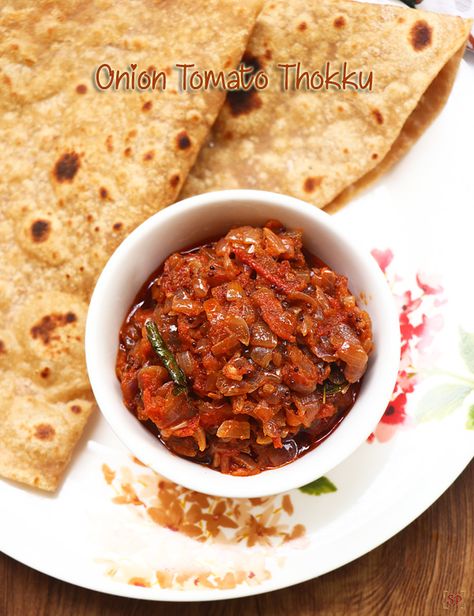 onion tomato thokku recipe Thokku Recipe, Tomato Chutney Recipe, Tomato Curry, Veggie Fries, Tomato Chutney, Onion Recipes, Chutney Recipes, Ripe Tomatoes, Crushed Garlic