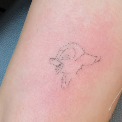 Small Bff Tattoos, Tattoos For Women Cat, Tiny Disney Tattoo, Bambi Tattoo, Single Tattoo, Bambi 1942, Bestie Tattoo, Single Needle Tattoo, Bff Tattoos