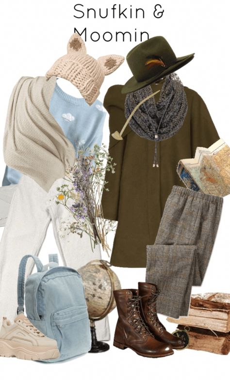 Snufkin moomin moominvalley outfit aesthetic cottagecore softcore goblincore gremlincore inspired outfit Snufkin And Moomin, Snufkin X Moomin, Snufkin Moomin, Adventure Core, Grunge Hippie, Zodiac Designs, Outfit Maker, Outfit Shoplook, Clothes Organization