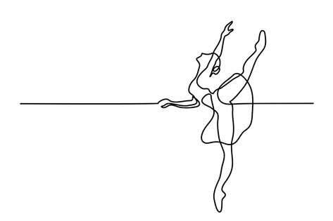 Continuous Line Art Drawing. Ballet Dancer ballerina. Vector Illustration Minimalist Art Black And White, Ballet Tattoos, Ballerina Sketch, Line Art Simple, Dancer Drawing, Dance Logo, Continuous Line Art, Dancing Drawings, Home Decor Minimalist