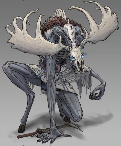 Wendigo Concept Art, Undead Creature Art, Wendigo Art Dark, Dnd Wendigo, Wendigo Dnd, Monster Rpg Art, Undead Character Art, Wendigo Character Design, Dnd Monster Art