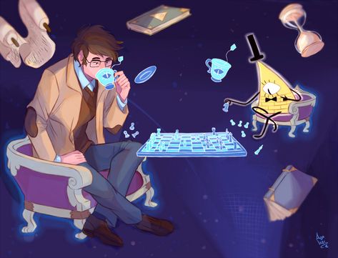 Ford Pines Bill cipher #sitting #tea #chess Dream Realm, Gravity Fall, Gravity Falls Bill, Gravity Falls Au, Desenhos Gravity Falls, Gravity Falls Fan Art, Gravity Falls Comics, Reverse Falls, Gravity Falls Art