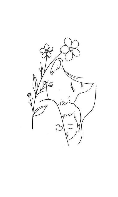 Mom And Son Line Art, Midwifery Art, Mother Silhouette, Mutterschaft Tattoos, Mother And Baby Tattoo, Baby Tattoo Designs, Mother Daughter Art, Vinyle Cricut, Mom Tattoo Designs