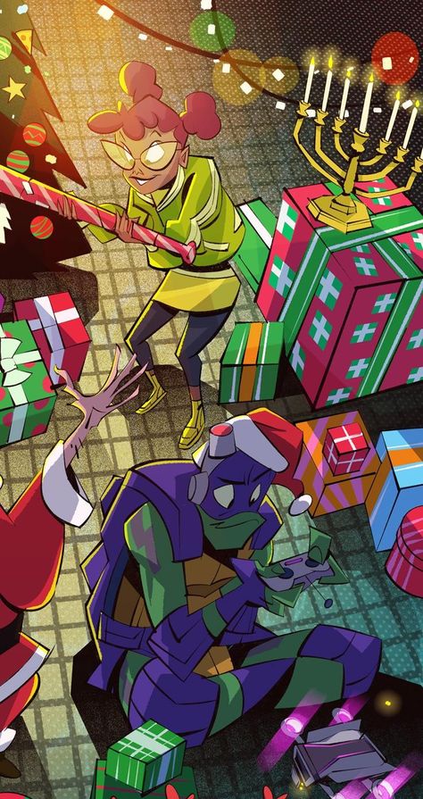 Rottmnt Birthday, Tmnt Christmas Pfp, Donnie X Reader, Teenage Mutant Ninja Turtles Christmas, Rottmnt Art, Donnie Rottmnt, Mestre Splinter, Christmas Feels, Fandom Fanart